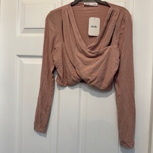 Elodie Dusty Rose Draped Crop Top